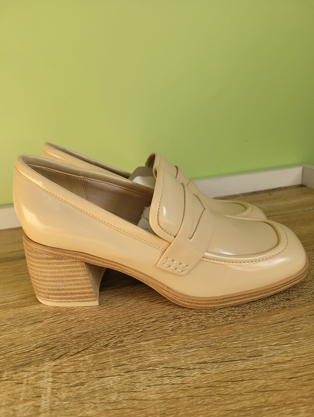 Nine West Tan Chunky Block Heel Loafer New 7